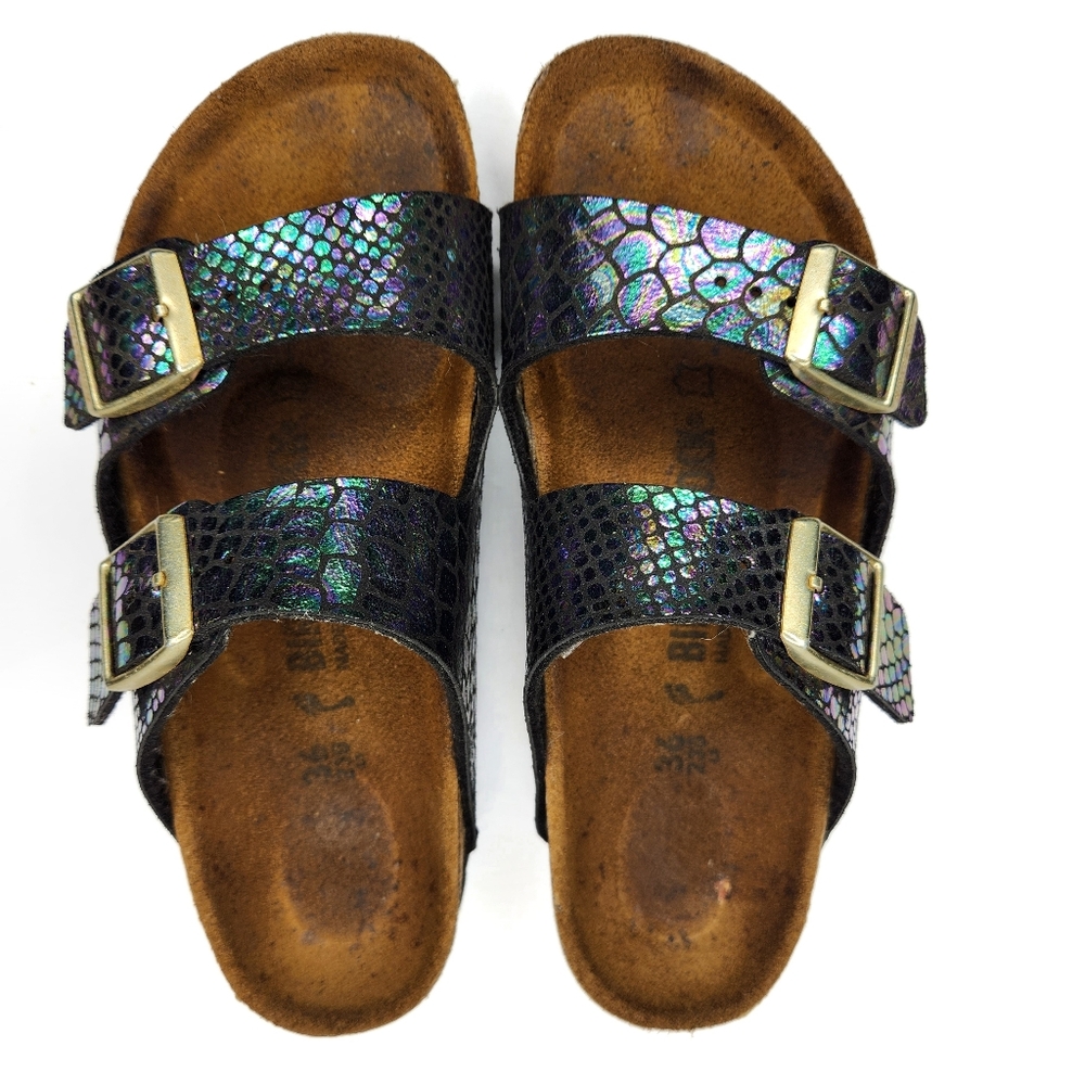 Birkenstock Arizona Shiny Snake Black Slider 36